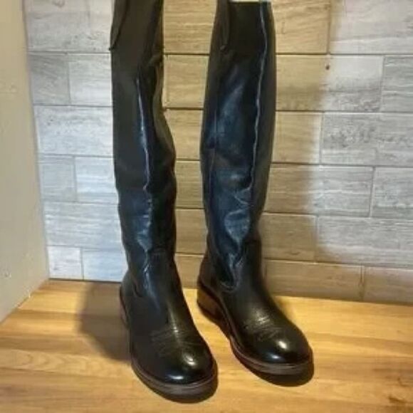 Free People Arya Italian Leather Riding Boots Black EU 36 US 6 - Picture 4 of 15